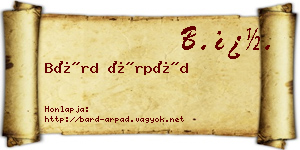 Bárd Árpád névjegykártya